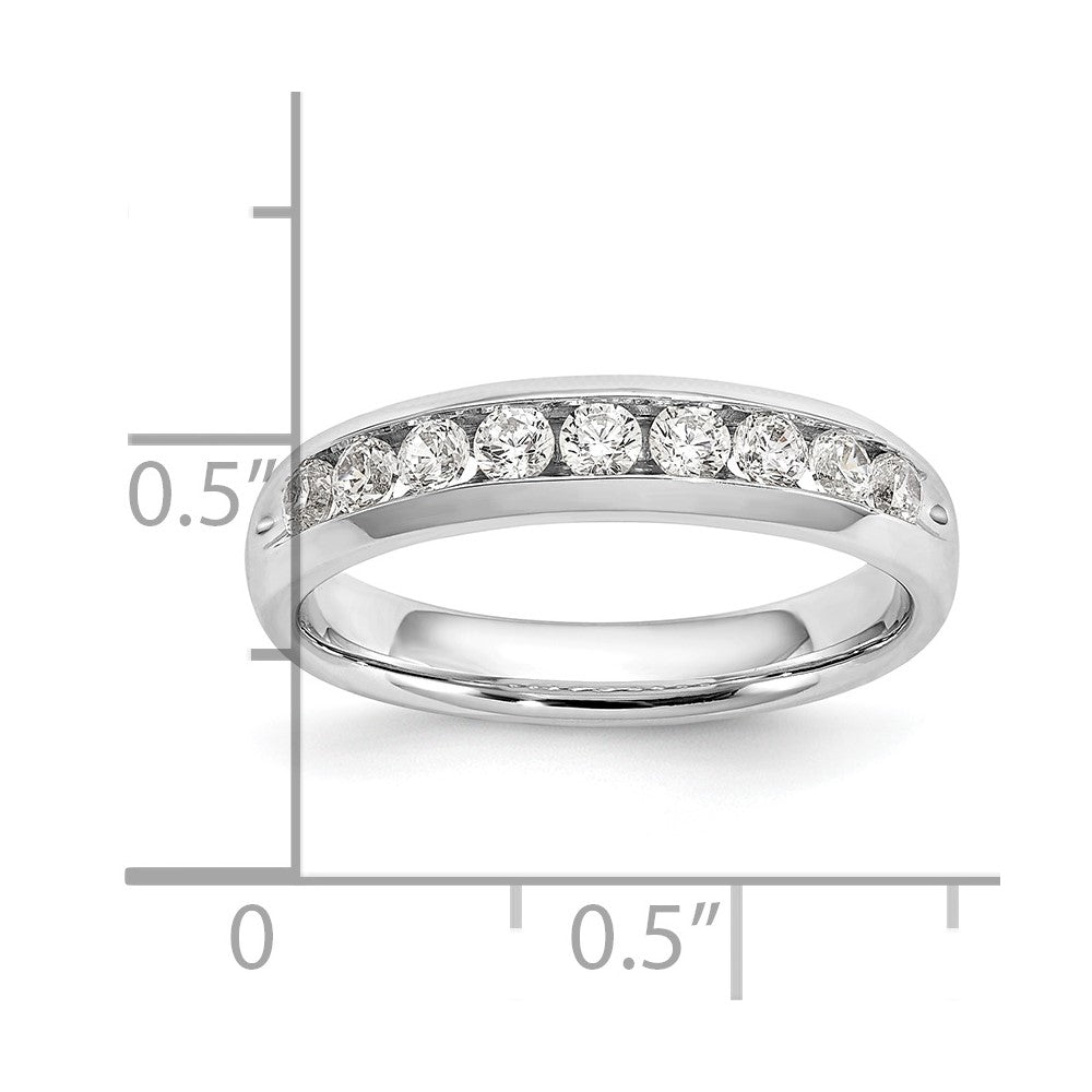 0.45ct. CZ Solid Real 14K White Gold 9-Stone Channel Wedding Band Ring
