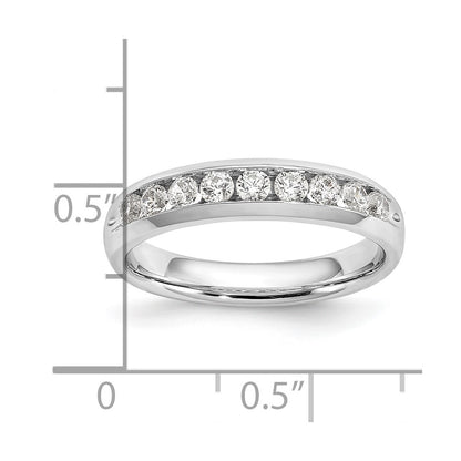 0.45ct. CZ Solid Real 14K White Gold 9-Stone Channel Wedding Band Ring