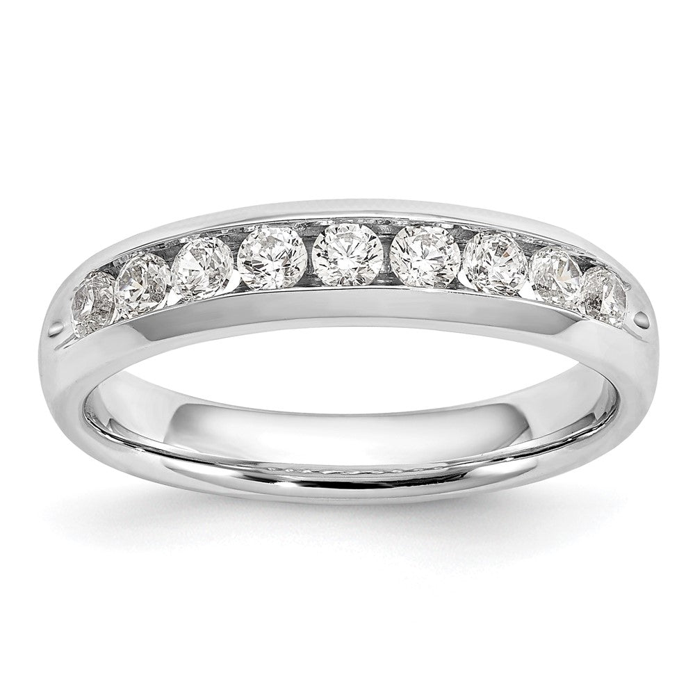 0.45ct. CZ Solid Real 14K White Gold 9-Stone Channel Wedding Band Ring