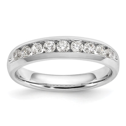 0.45ct. CZ Solid Real 14K White Gold 9-Stone Channel Wedding Band Ring