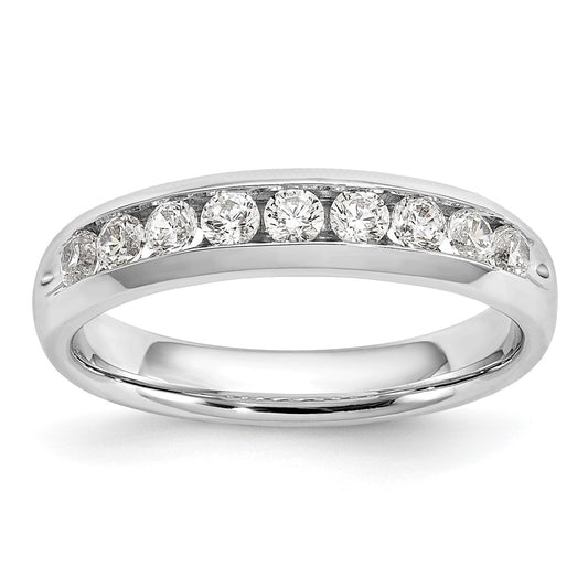 0.45ct. CZ Solid Real 14K White Gold 9-Stone Channel Wedding Band Ring