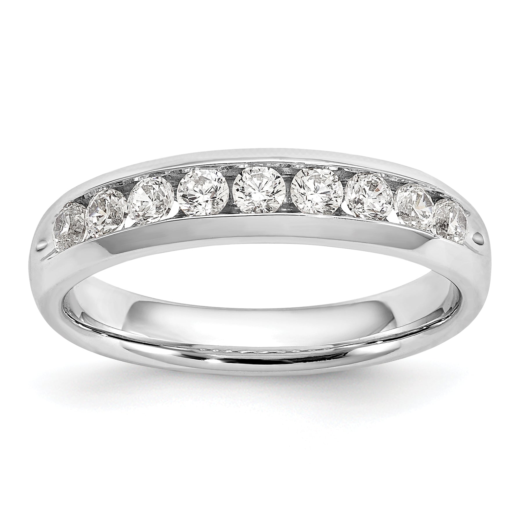 0.45ct. CZ Solid Real 14K White Gold 9-Stone Channel Wedding Band Ring