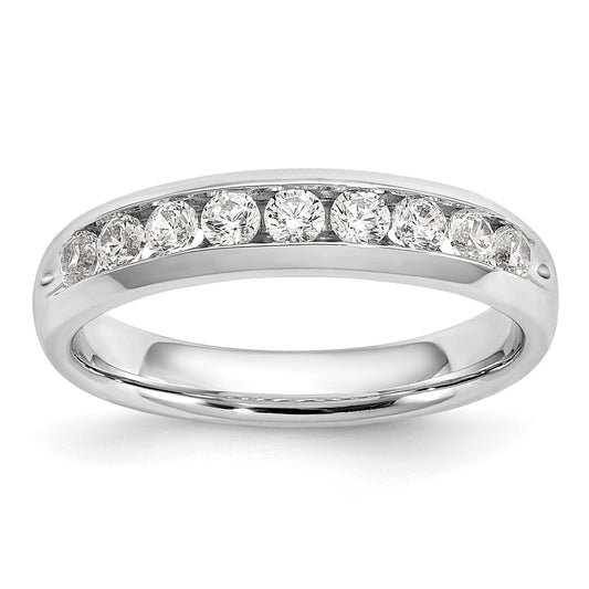 0.45ct. CZ Solid Real 14K White Gold 9-Stone Channel Wedding Band Ring