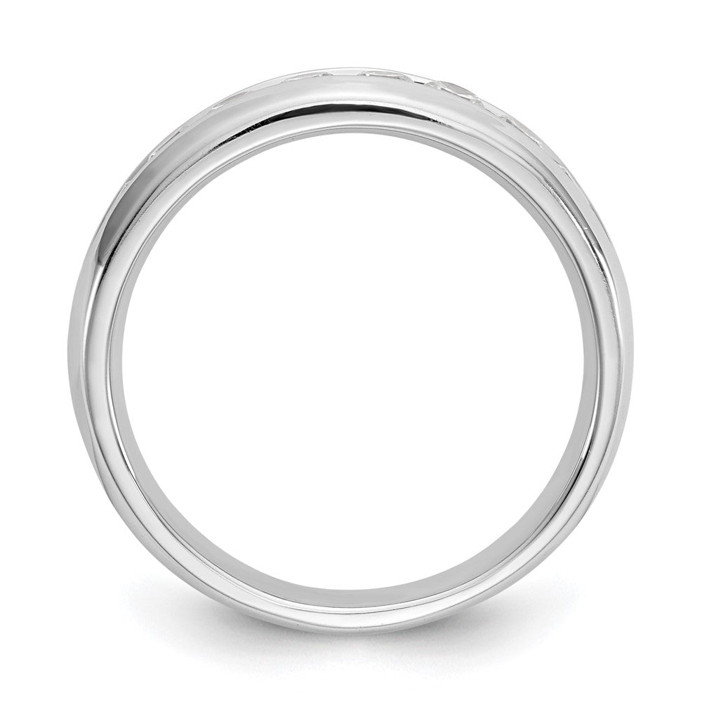 0.63ct. CZ Solid Real 14K White Gold 9-Stone Channel Wedding Band Ring