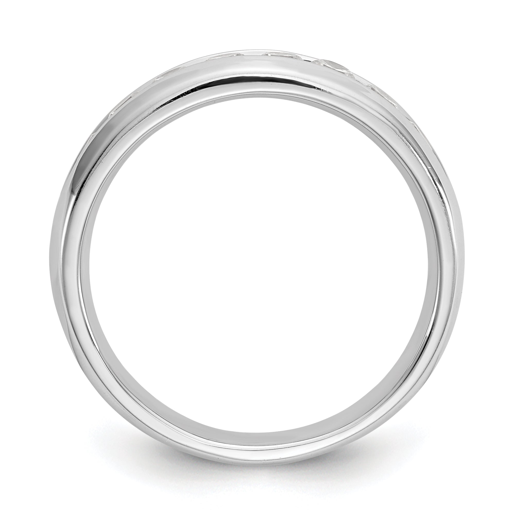 0.63ct. CZ Solid Real 14K White Gold 9-Stone Channel Wedding Band Ring