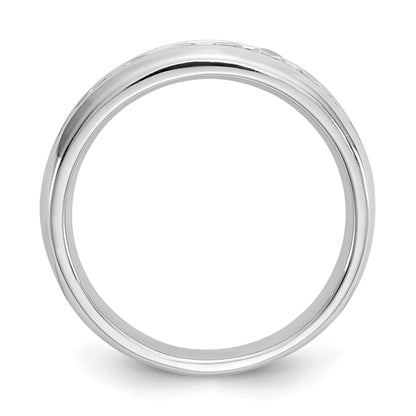 0.63ct. CZ Solid Real 14K White Gold 9-Stone Channel Wedding Band Ring