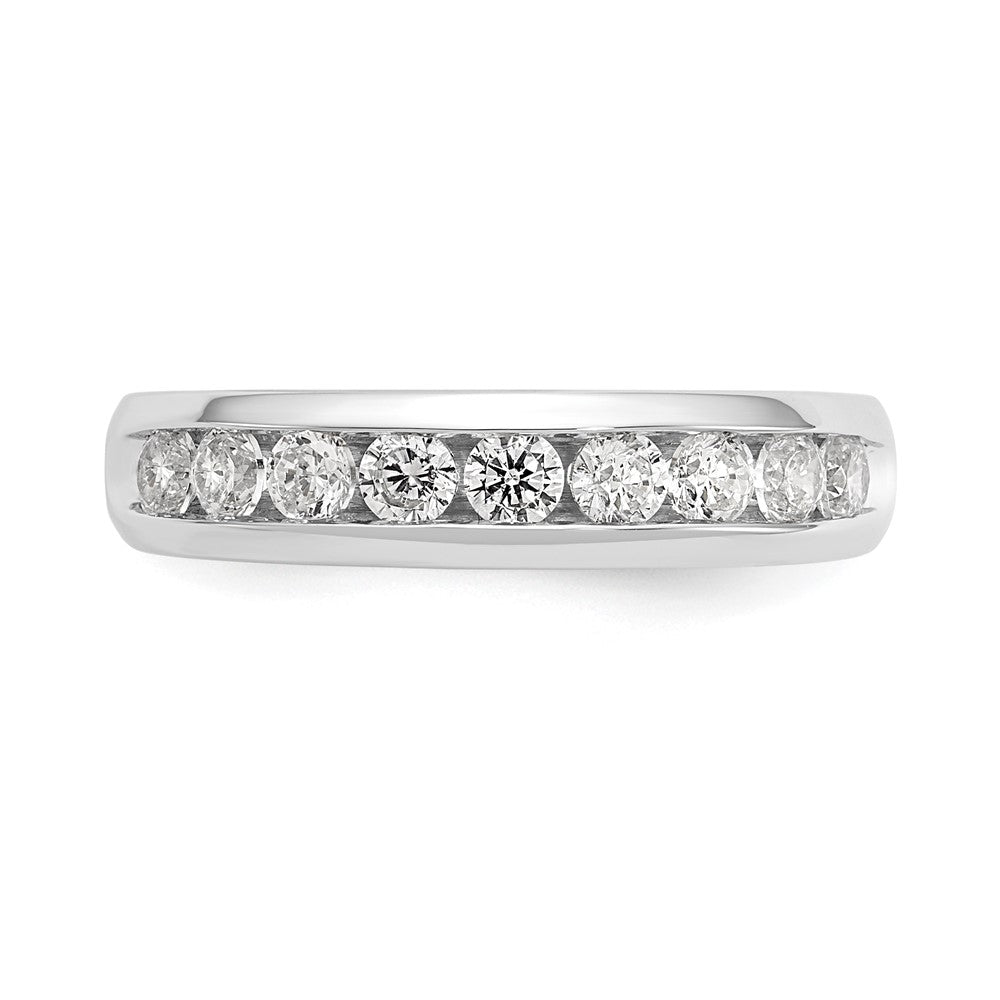 0.63ct. CZ Solid Real 14K White Gold 9-Stone Channel Wedding Band Ring