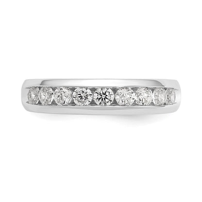 0.63ct. CZ Solid Real 14K White Gold 9-Stone Channel Wedding Band Ring