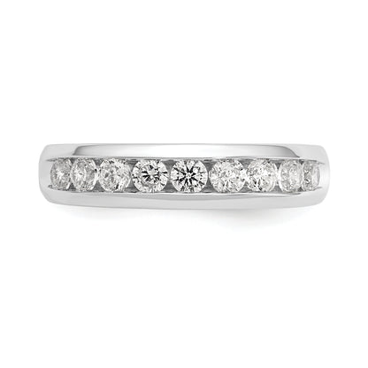 0.63ct. CZ Solid Real 14K White Gold 9-Stone Channel Wedding Band Ring