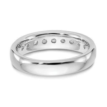 0.63ct. CZ Solid Real 14K White Gold 9-Stone Channel Wedding Band Ring