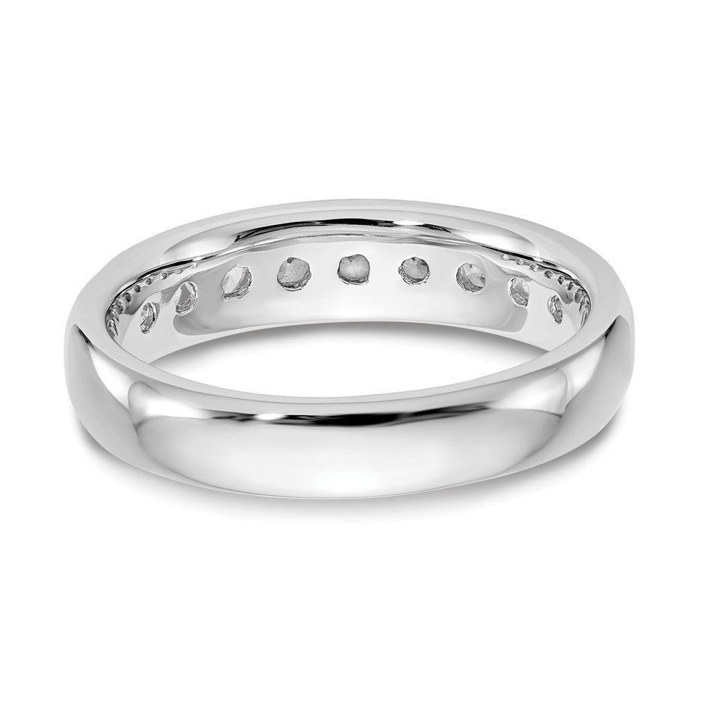 14K White Gold 9-Stone Real Diamond Channel Band