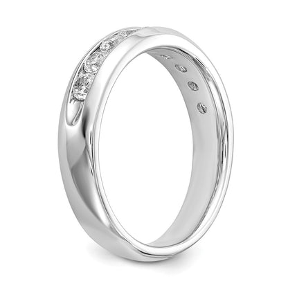 0.63ct. CZ Solid Real 14K White Gold 9-Stone Channel Wedding Band Ring