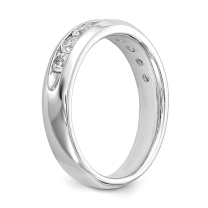 0.63ct. CZ Solid Real 14K White Gold 9-Stone Channel Wedding Band Ring