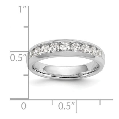 0.63ct. CZ Solid Real 14K White Gold 9-Stone Channel Wedding Band Ring