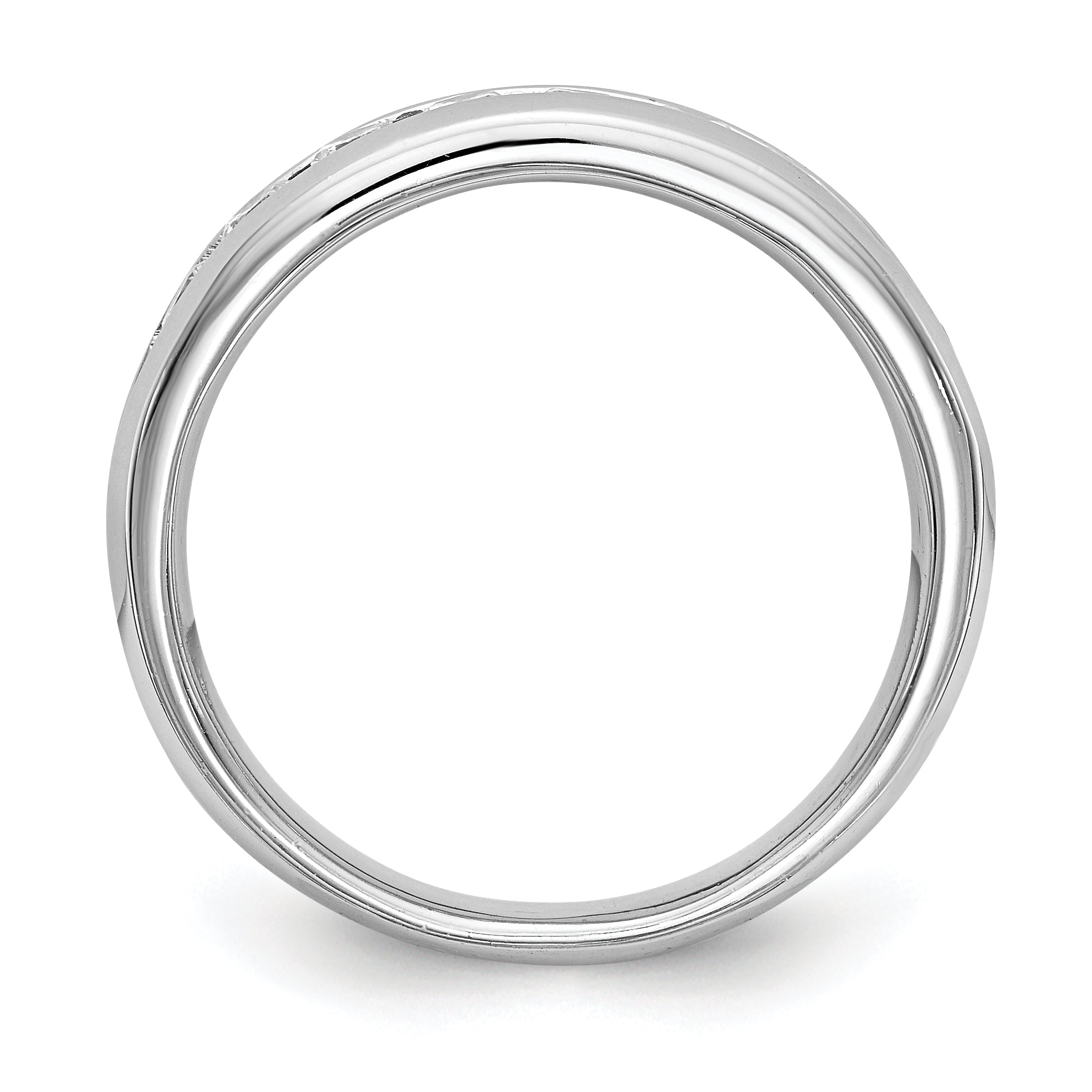0.71ct. CZ Solid Real 14K White Gold 9-Stone Channel Wedding Band Ring