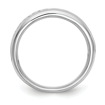 0.71ct. CZ Solid Real 14K White Gold 9-Stone Channel Wedding Band Ring