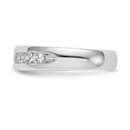0.71ct. CZ Solid Real 14K White Gold 9-Stone Channel Wedding Band Ring