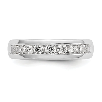 0.71ct. CZ Solid Real 14K White Gold 9-Stone Channel Wedding Band Ring