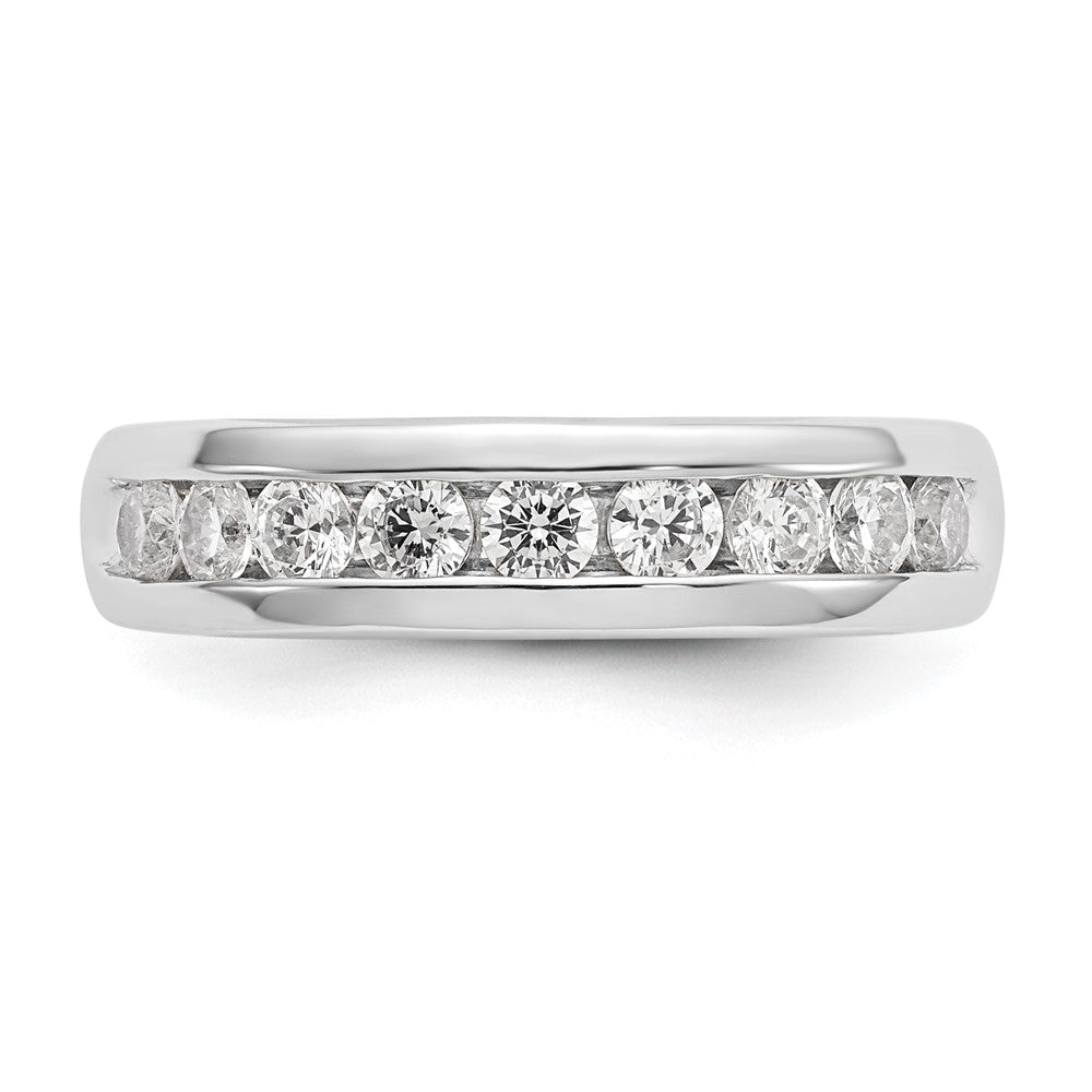 0.71ct. CZ Solid Real 14K White Gold 9-Stone Channel Wedding Band Ring