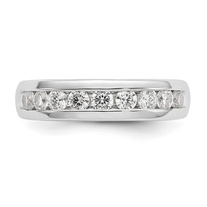 0.71ct. CZ Solid Real 14K White Gold 9-Stone Channel Wedding Band Ring