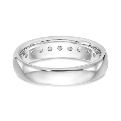 0.71ct. CZ Solid Real 14K White Gold 9-Stone Channel Wedding Band Ring