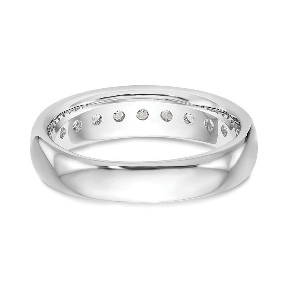 0.71ct. CZ Solid Real 14K White Gold 9-Stone Channel Wedding Band Ring