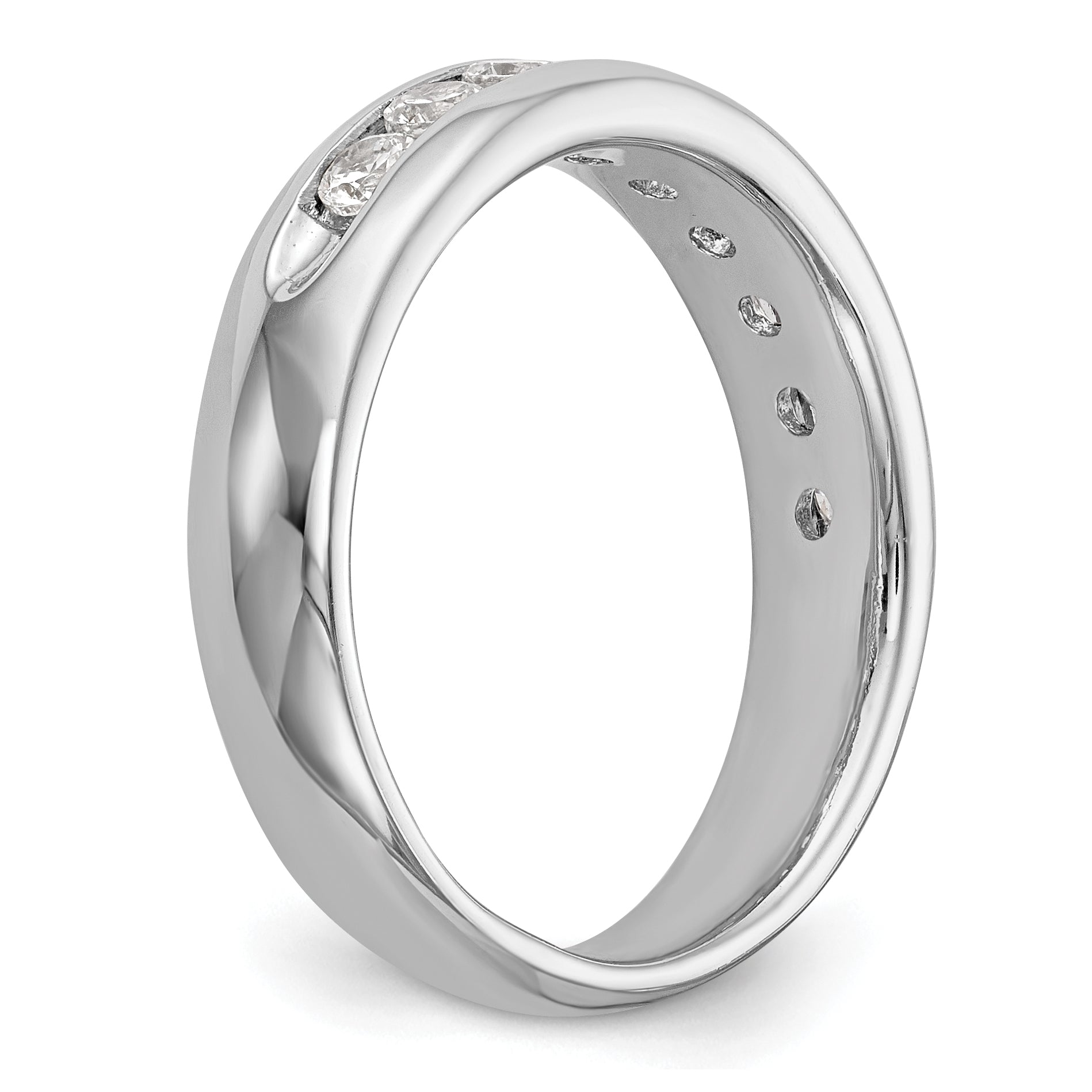 0.71ct. CZ Solid Real 14K White Gold 9-Stone Channel Wedding Band Ring
