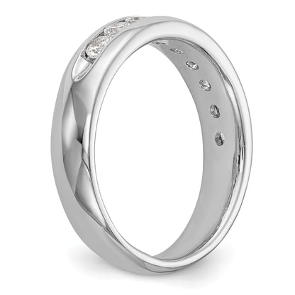 0.71ct. CZ Solid Real 14K White Gold 9-Stone Channel Wedding Band Ring