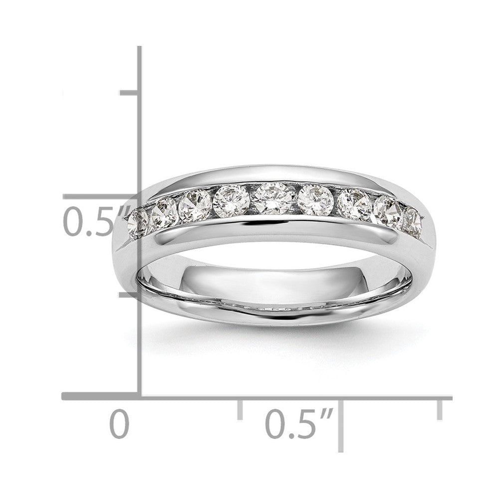0.71ct. CZ Solid Real 14K White Gold 9-Stone Channel Wedding Band Ring
