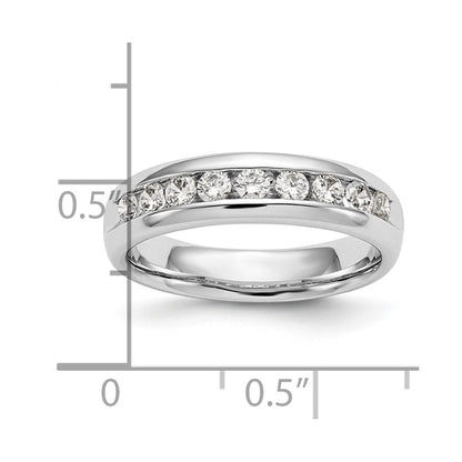 0.71ct. CZ Solid Real 14K White Gold 9-Stone Channel Wedding Band Ring