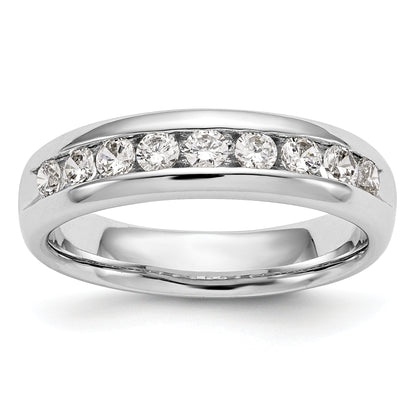 0.71ct. CZ Solid Real 14K White Gold 9-Stone Channel Wedding Band Ring