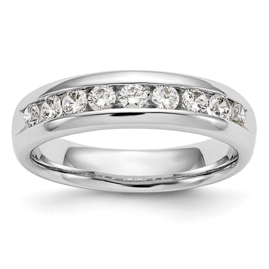 0.71ct. CZ Solid Real 14K White Gold 9-Stone Channel Wedding Band Ring