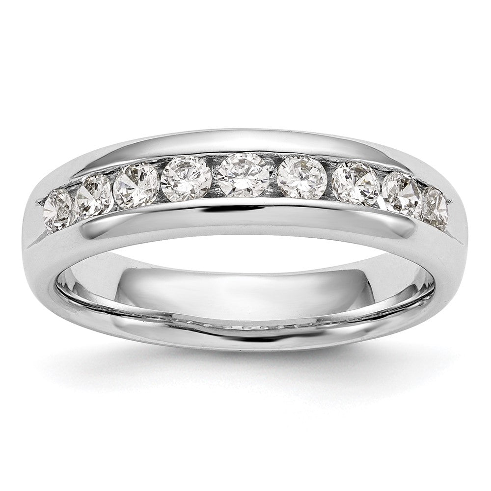 0.71ct. CZ Solid Real 14K White Gold 9-Stone Channel Wedding Band Ring