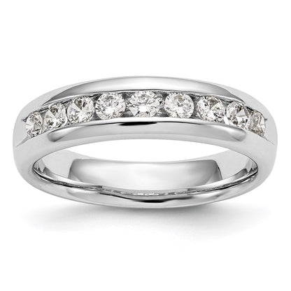 0.71ct. CZ Solid Real 14K White Gold 9-Stone Channel Wedding Band Ring
