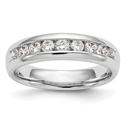 0.71ct. CZ Solid Real 14K White Gold 9-Stone Channel Wedding Band Ring