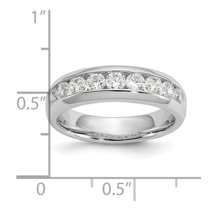 1.05ct. CZ Solid Real 14K White Gold 9-Stone Channel Wedding Band Ring