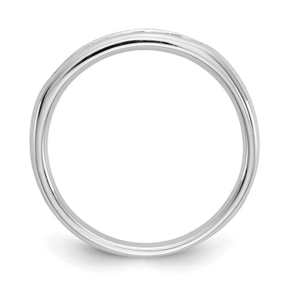 0.14ct. CZ Solid Real 14K White Gold 9-Stone Channel Wedding Band Ring