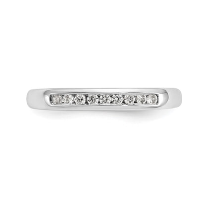 0.14ct. CZ Solid Real 14K White Gold 9-Stone Channel Wedding Band Ring