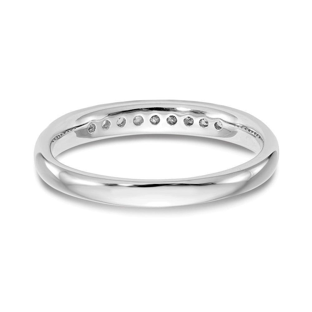 0.14ct. CZ Solid Real 14K White Gold 9-Stone Channel Wedding Band Ring