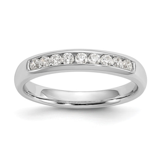 0.27ct. CZ Solid Real 14K White Gold 9-Stone Channel Wedding Band Ring