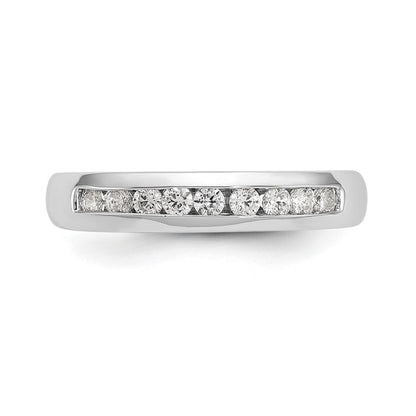 0.32ct. CZ Solid Real 14K White Gold 9-Stone Channel Wedding Band Ring