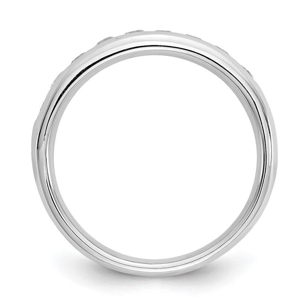 0.54ct. CZ Solid Real 14K White Gold 9-Stone Channel Wedding Band Ring