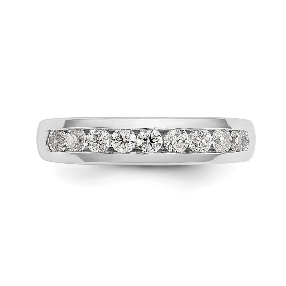0.54ct. CZ Solid Real 14K White Gold 9-Stone Channel Wedding Band Ring