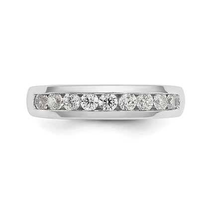0.54ct. CZ Solid Real 14K White Gold 9-Stone Channel Wedding Band Ring