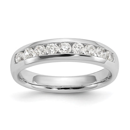 0.54ct. CZ Solid Real 14K White Gold 9-Stone Channel Wedding Band Ring