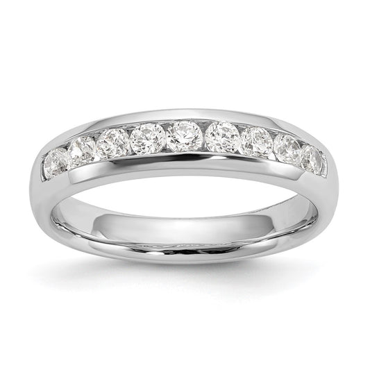 0.54ct. CZ Solid Real 14K White Gold 9-Stone Channel Wedding Band Ring
