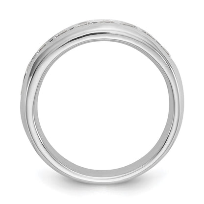 14K White Gold 9-Stone Real Diamond Channel Band