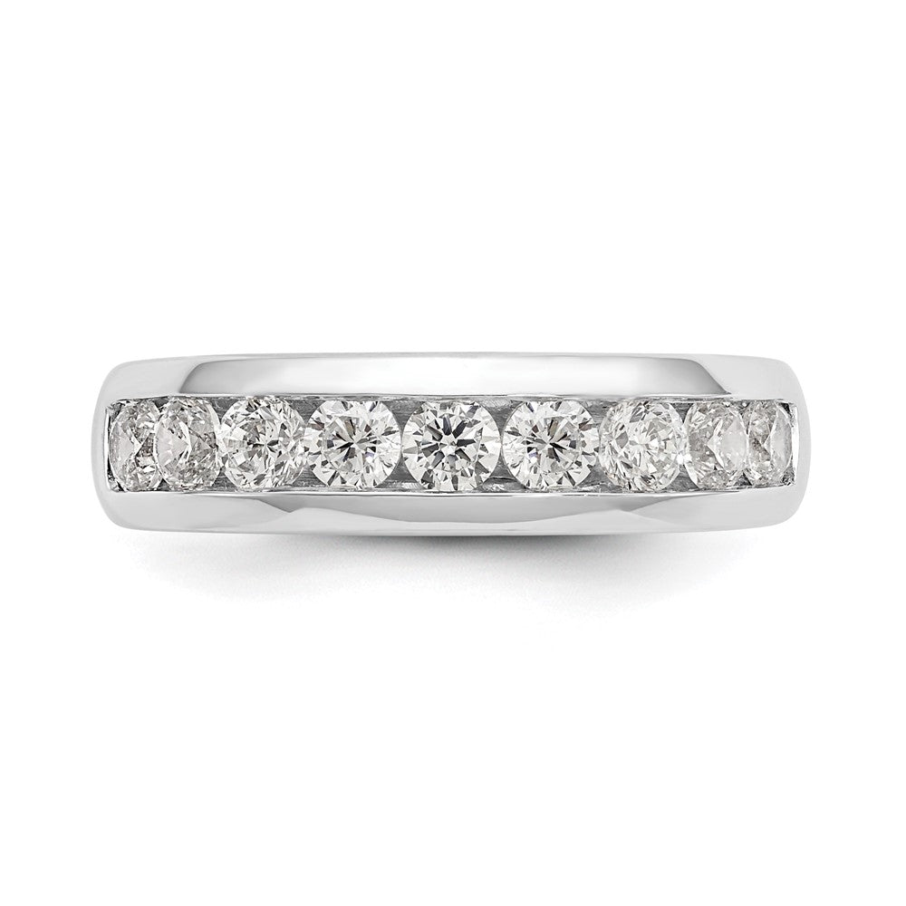 14K White Gold 9-Stone Real Diamond Channel Band