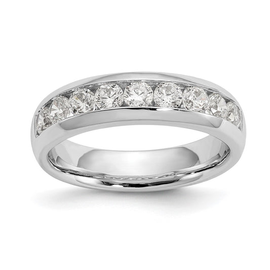 0.90ct. CZ Solid Real 14K White Gold 9-Stone Channel Wedding Band Ring
