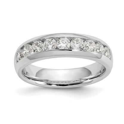 14K White Gold 9-Stone Real Diamond Channel Band
